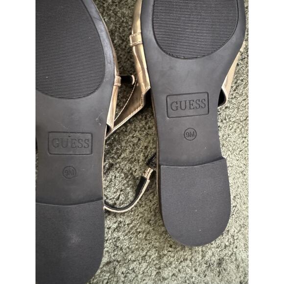 👻Guess Charm Gold Sling Back Flats 9 - Picture 6 of 8